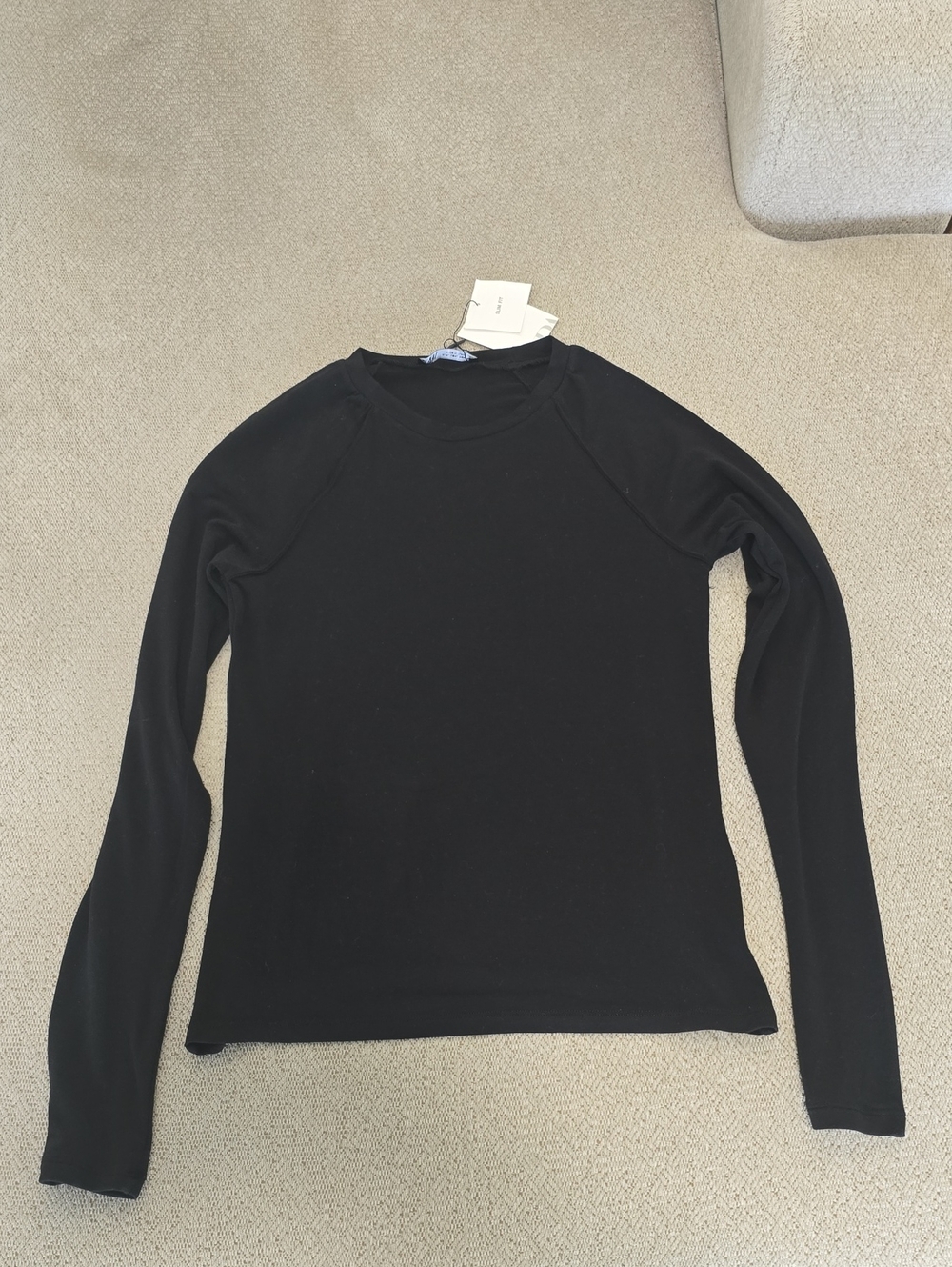 Zara Slim Fit Long Sleeve Black Casual Top - Size Large